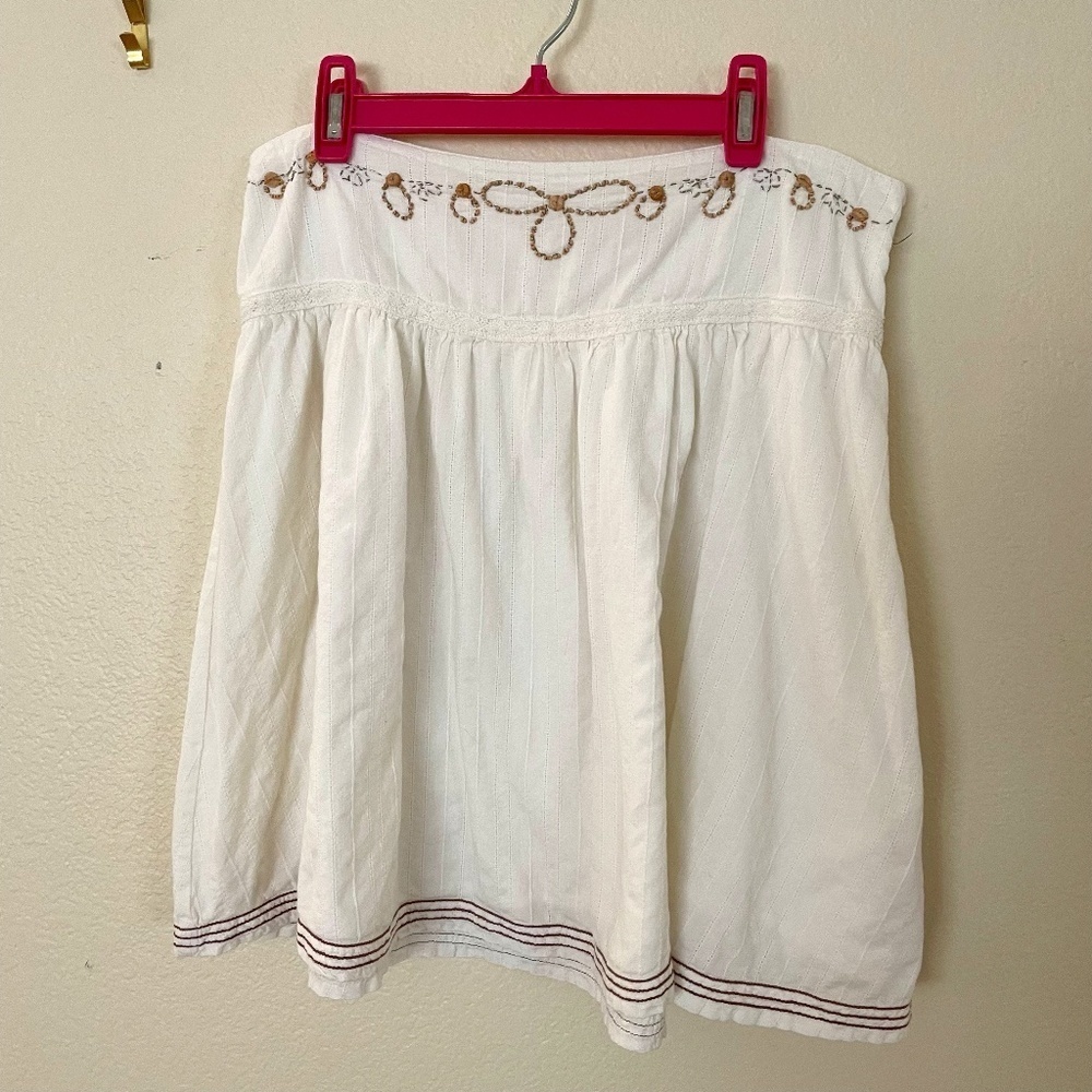 Roxy Bohemian Beaded Drop Waist Skirt boho chic, early 2000s- Cotton